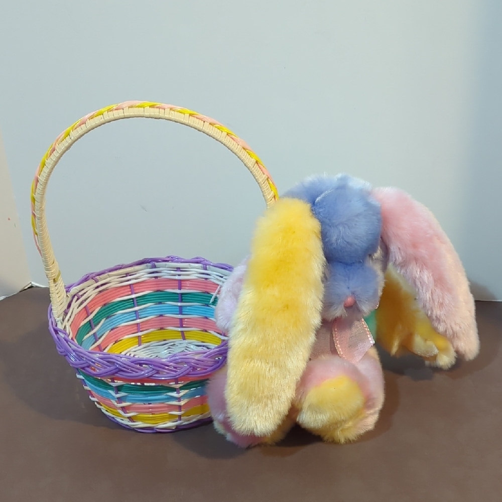 Dan Dee Bunny Basket Multi Colored Plush